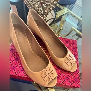 Used Tory Burch open toe wedge heels